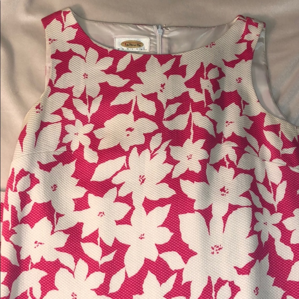 Talbots pink and white flower dress size 4